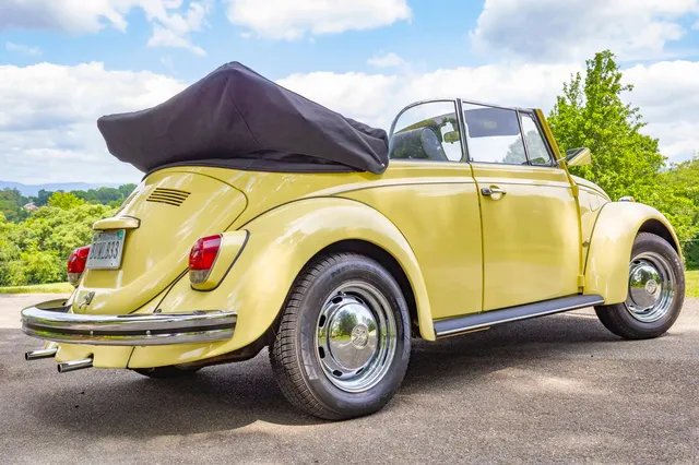 1969 Volkswagen Beetle — rear three-quarter view, top down