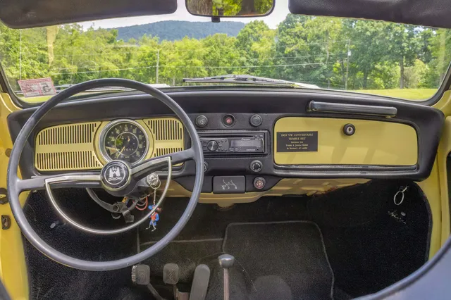 1969 Volkswagen Beetle — dashboard and steering wheel