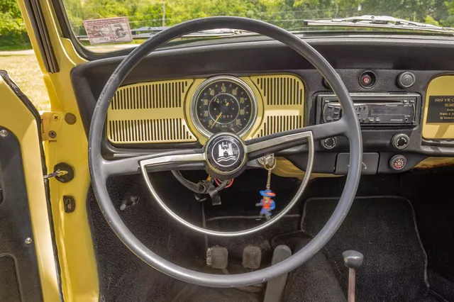 1969 Volkswagen Beetle — steering wheel and controls