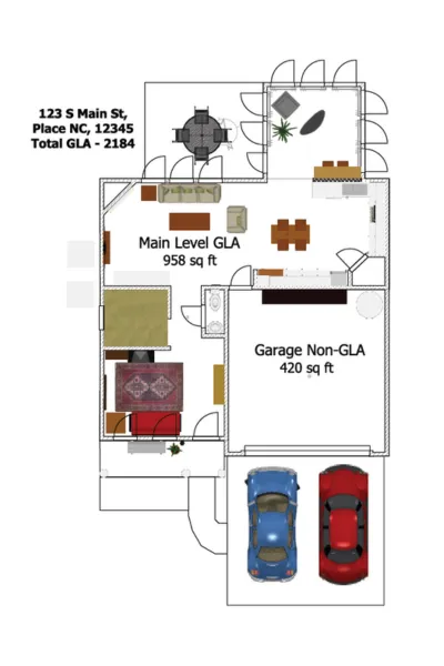 Sample furnished 2D floor plan