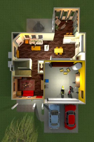 Sample furnished 3D floor plan