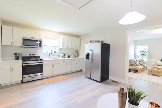 Kitchen and adjoining dining area