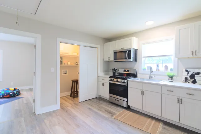 Kitchen looking toward the hallway