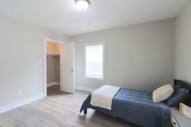 Bedroom and adjoining doorway