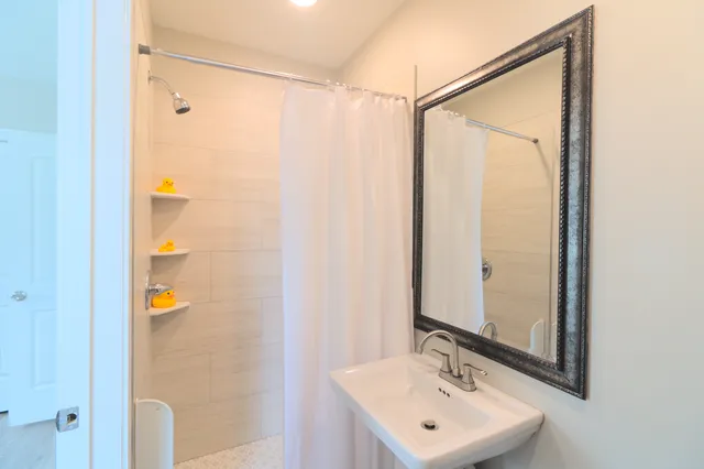 Bathroom vanity and shower