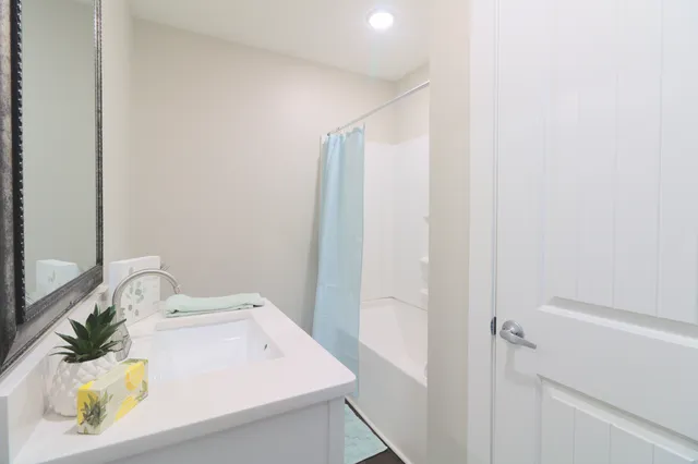 Bathroom vanity and doorway